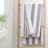 Bianca Reversible Stripe 600gsm Cotton Jacquard Towels - Grey