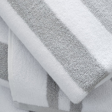 Bianca Reversible Stripe 600gsm Cotton Jacquard Towels - Grey - Reversible Jacquard Grey Towel