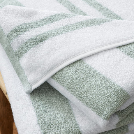 Bianca Reversible Stripe 600gsm Cotton Jacquard Towels - Sage Green - Reversible Jacquard Sage Green Towel