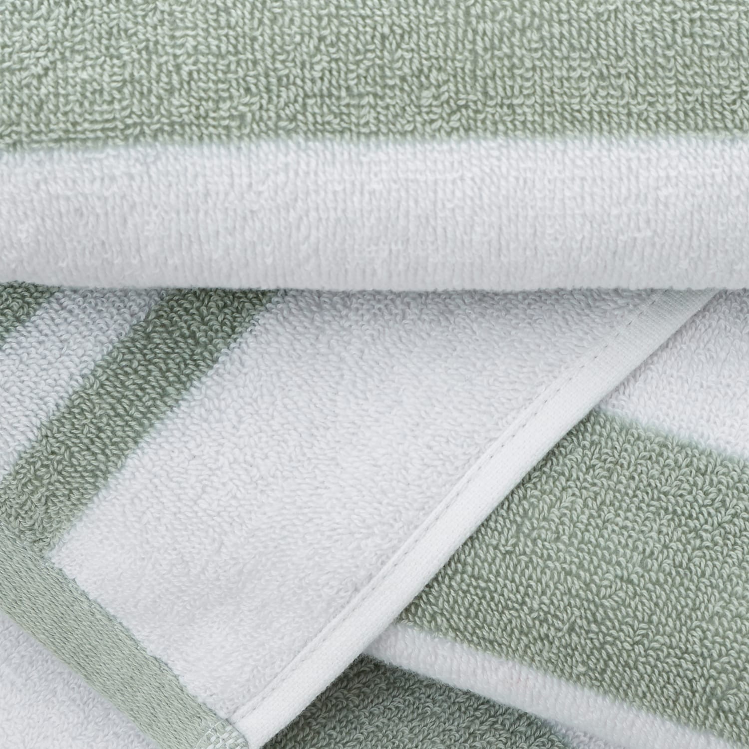 Bianca Reversible Stripe 600gsm Cotton Jacquard Towels - Sage Green - Reversible Jacquard Sage Green Towel