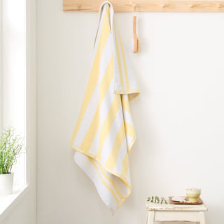 Bianca Reversible Stripe 600gsm Cotton Jacquard Towels - Yellow