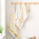 Bianca Reversible Stripe 600gsm Cotton Jacquard Towels - Yellow - Reversible Jacquard Yellow Towels