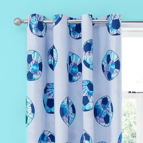 Catherine Lansfield Tie Dye Football Kids Eyelet Curtains Polycotton - Tie Dye Football Curtain