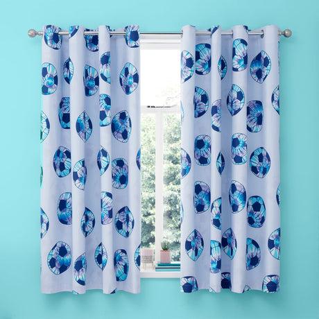 Catherine Lansfield Tie Dye Football Kids Eyelet Curtains Polycotton - Tie Dye Football Curtain