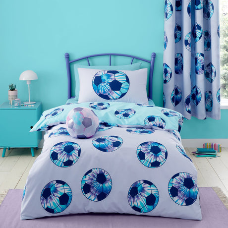 Catherine Lansfield Tie Dye Football Kids Eyelet Curtains Polycotton