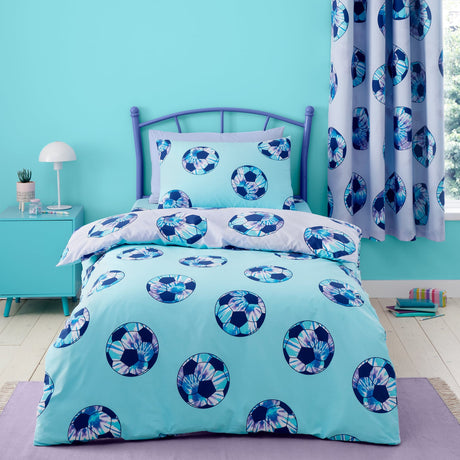 Catherine Lansfield Tie Dye Football Kids Eyelet Curtains Polycotton - Tie Dye Football