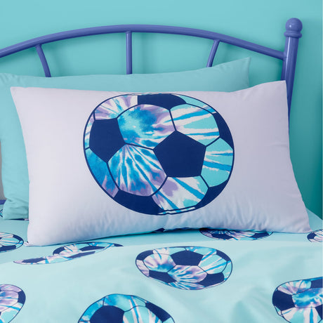 Catherine Lansfield Tie Dye Football Kids Eyelet Curtains Polycotton - Tie Dye Football