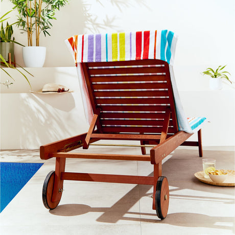 Catherine Lansfield Rainbow Stripe Sun Lounger Beach Towel - Rainbow Stripe Beach Towel
