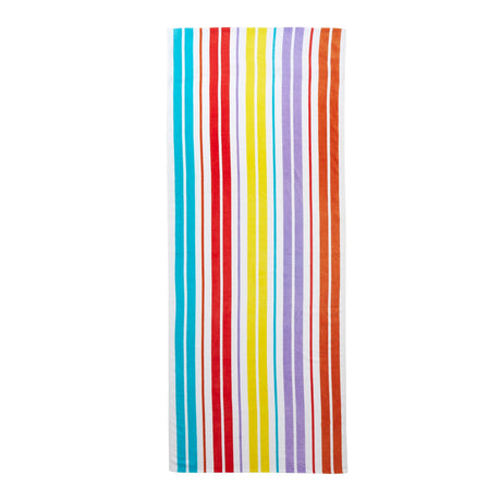 Catherine Lansfield Rainbow Stripe Sun Lounger Beach Towel - Rainbow Stripe Beach Towel