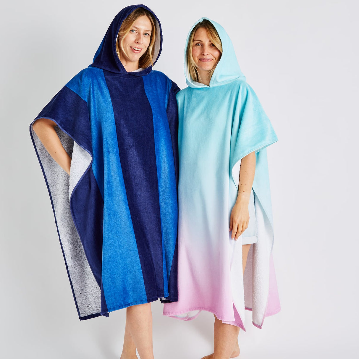 Catherine Lansfield Striped Hooded Towel Poncho Beach Towel - Stripe Hooded Poncho