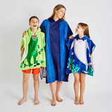 Catherine Lansfield Striped Hooded Towel Poncho Beach Towel - Stripe Hooded Poncho