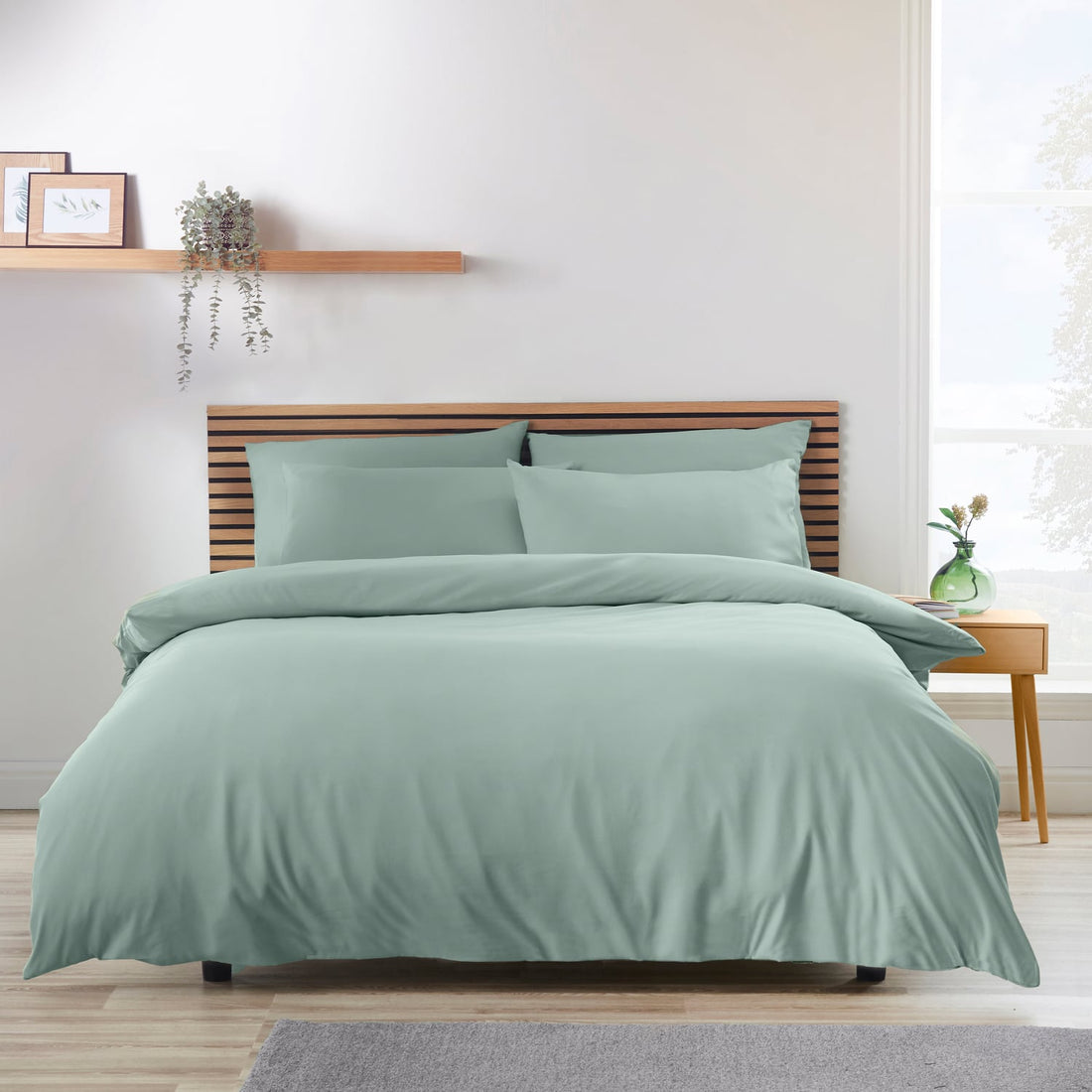 Catherine Lansfield So Soft Non Iron Green Duvet Cover Bedding Set