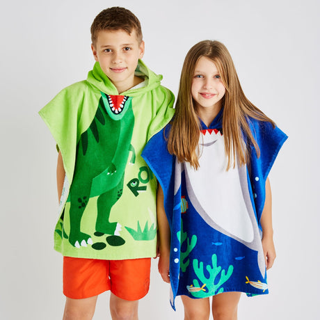 Catherine Lansfield Dinosaur Kids Hooded Towel Poncho - Dinosaur Hooded Poncho