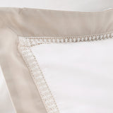 Bianca Oxford Lace Trim Cotton Duvet Cover Set - Natural - Oxford Lace