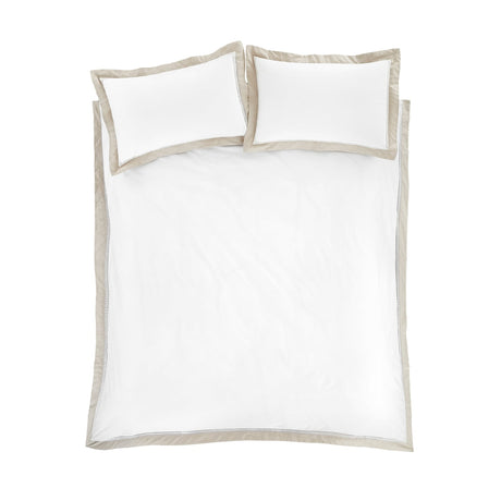 Bianca Oxford Lace Trim Cotton Duvet Cover Set - Natural - Oxford Lace