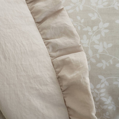 Bianca Soft Washed Frill Bedspread Beige 220cm x 230cm - Soft Washed Frill Bedspread Natural