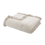 Bianca Soft Washed Frill Bedspread Beige 220cm x 230cm - Soft Washed Frill Bedspread Natural