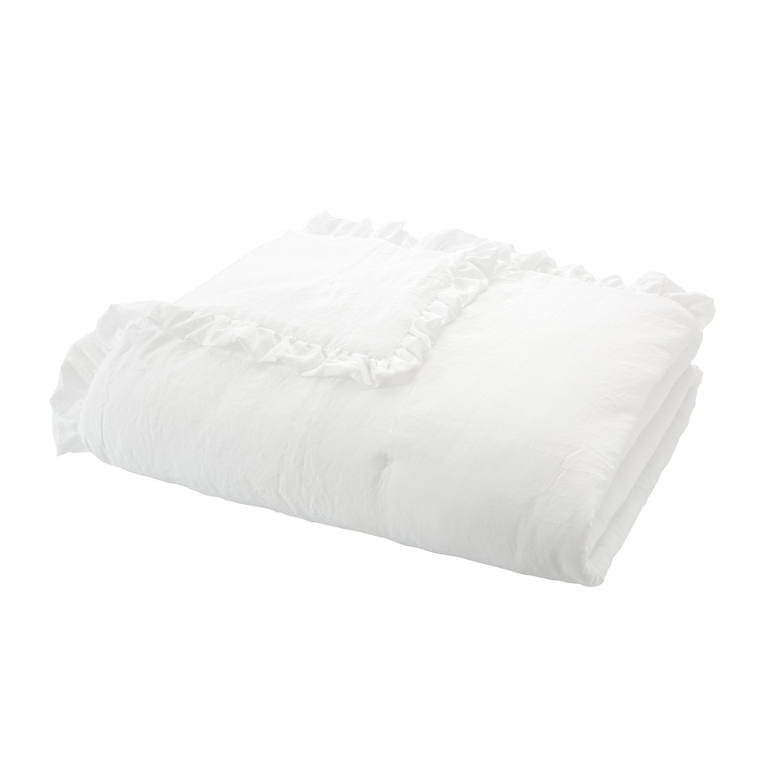 Bianca Soft Washed Frill Bedspread Beige 220cm x 230cm - Soft Washed Frill Bedspread White