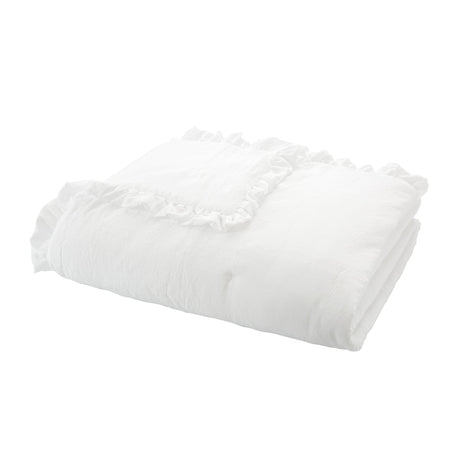 Bianca Soft Washed Frill Bedspread Beige 220cm x 230cm - Soft Washed Frill Bedspread White