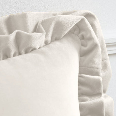 Catherine Lansfield So Soft Double Frill Filled Cushion 43cm x 43cm - Velvet Touch Double Frill Cushion Cream