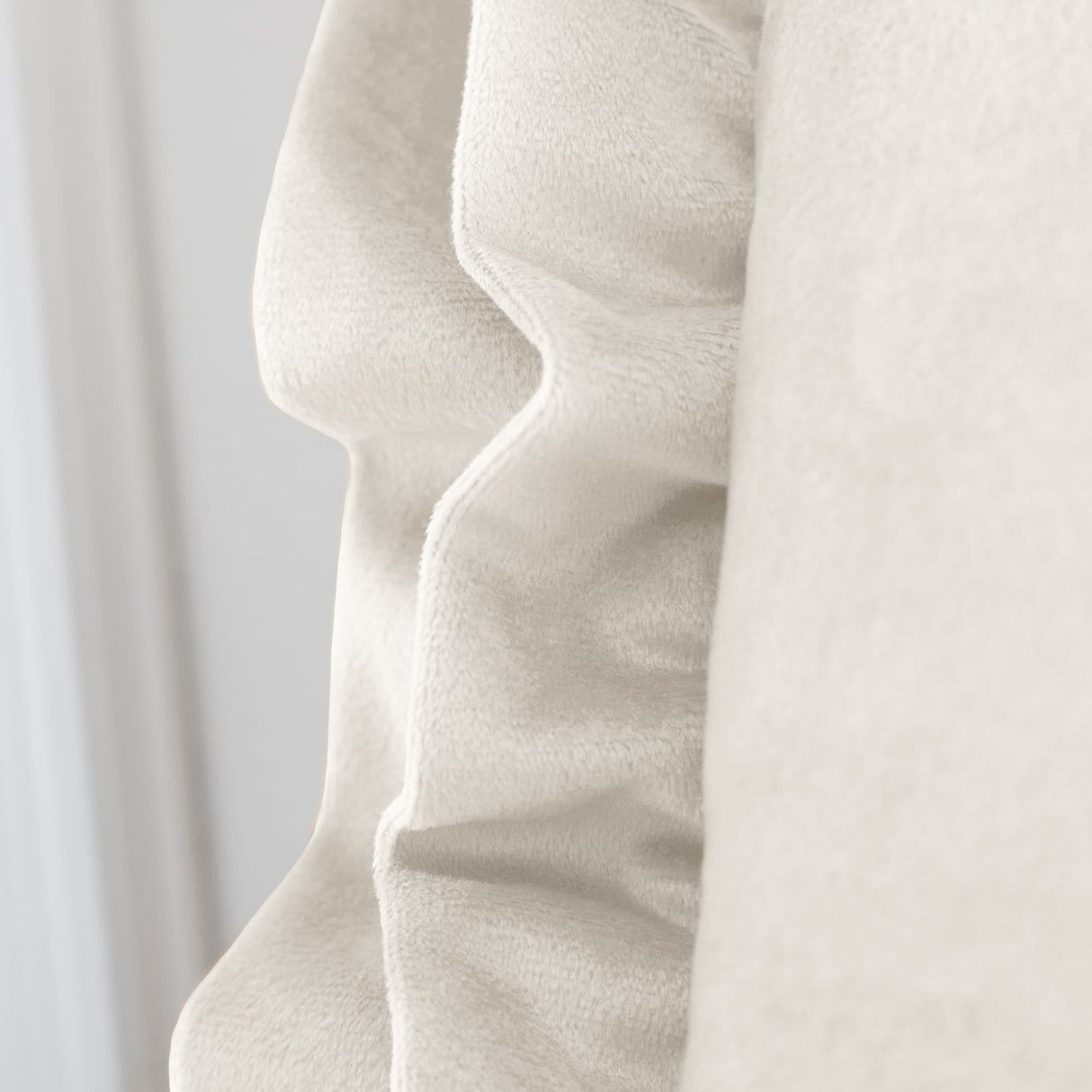 Catherine Lansfield So Soft Double Frill Filled Cushion 43cm x 43cm - Velvet Touch Double Frill Cushion Cream