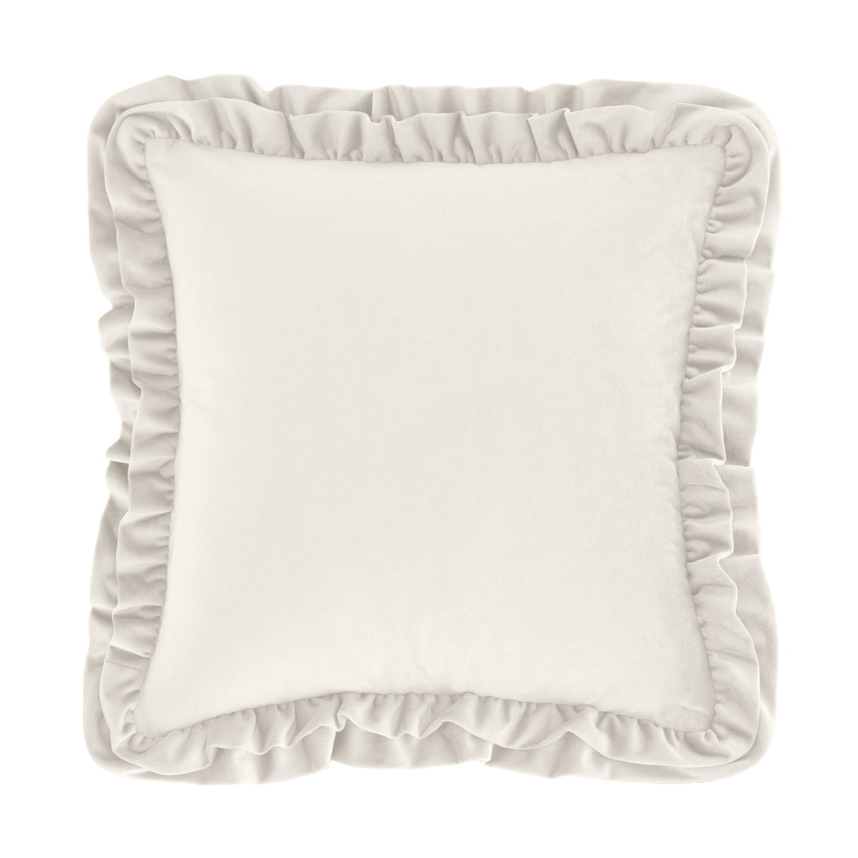Catherine Lansfield So Soft Double Frill Filled Cushion 43cm x 43cm - Velvet Touch Double Frill Cushion Cream