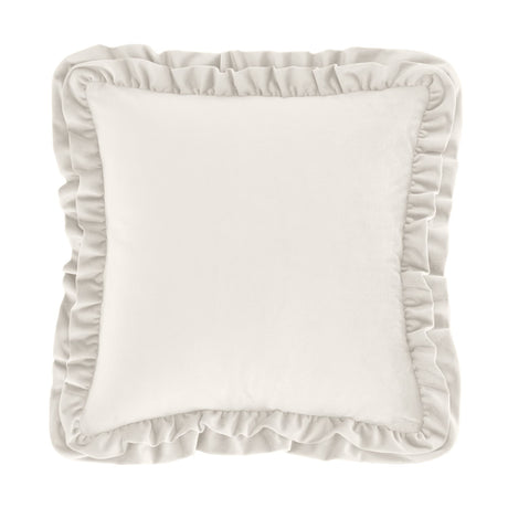 Catherine Lansfield So Soft Double Frill Filled Cushion 43cm x 43cm - Velvet Touch Double Frill Cushion Cream