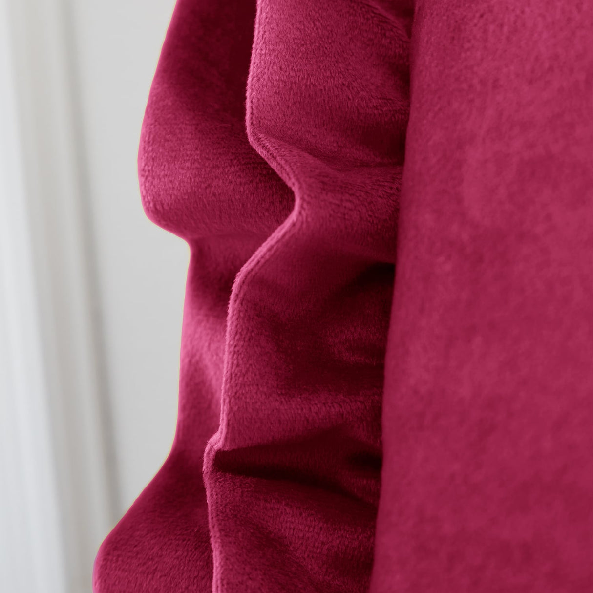 Catherine Lansfield So Soft Double Frill Filled Cushion 43cm x 43cm - Velvet Touch Double Frill Cushion Hot Pink