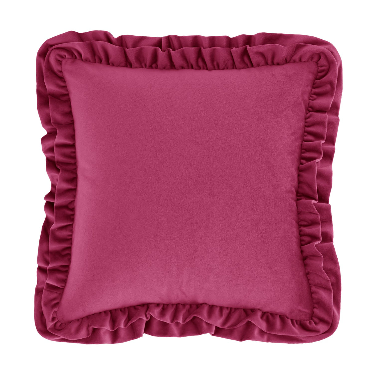 Catherine Lansfield So Soft Double Frill Filled Cushion 43cm x 43cm - Velvet Touch Double Frill Cushion Hot Pink