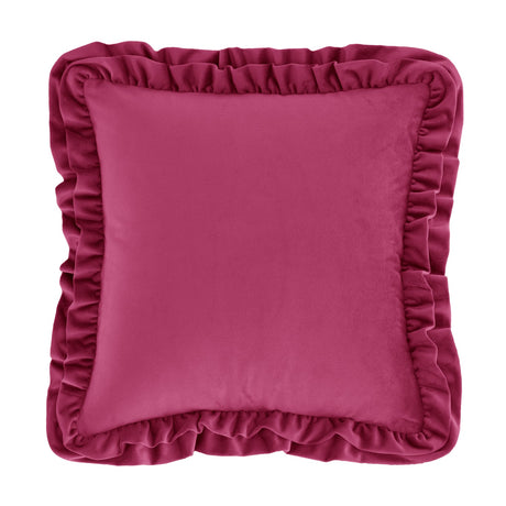 Catherine Lansfield So Soft Double Frill Filled Cushion 43cm x 43cm - Velvet Touch Double Frill Cushion Hot Pink