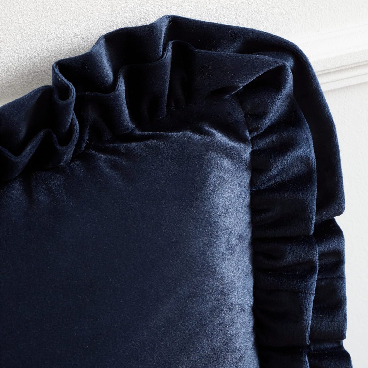 Catherine Lansfield So Soft Double Frill Navy 43x43cm Filled Cushion - Navy Blue - Velvet Touch Double Frill Cushion Navy