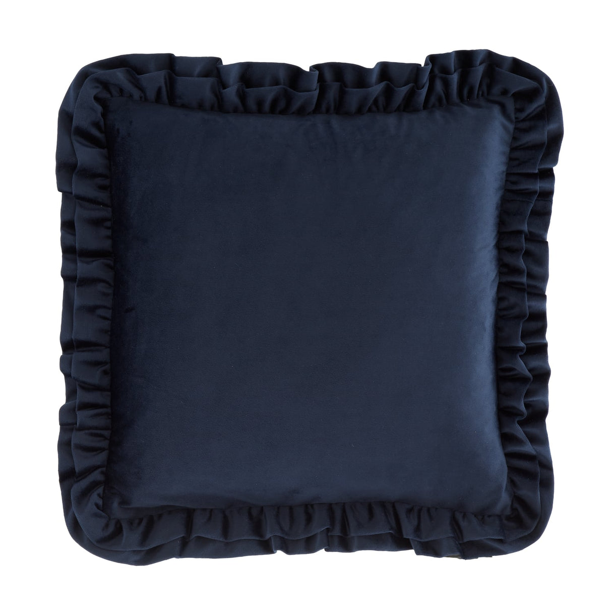 Catherine Lansfield So Soft Double Frill Navy 43x43cm Filled Cushion - Navy Blue - Velvet Touch Double Frill Cushion Navy
