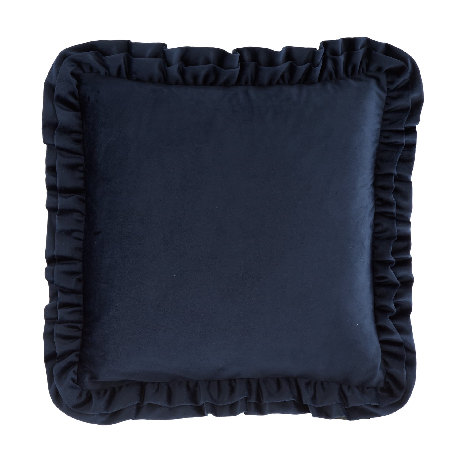 Catherine Lansfield So Soft Double Frill Navy 43x43cm Filled Cushion - Navy Blue - Velvet Touch Double Frill Cushion Navy
