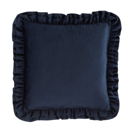 Catherine Lansfield So Soft Double Frill Navy 43x43cm Filled Cushion - Navy Blue - Velvet Touch Double Frill Cushion Navy