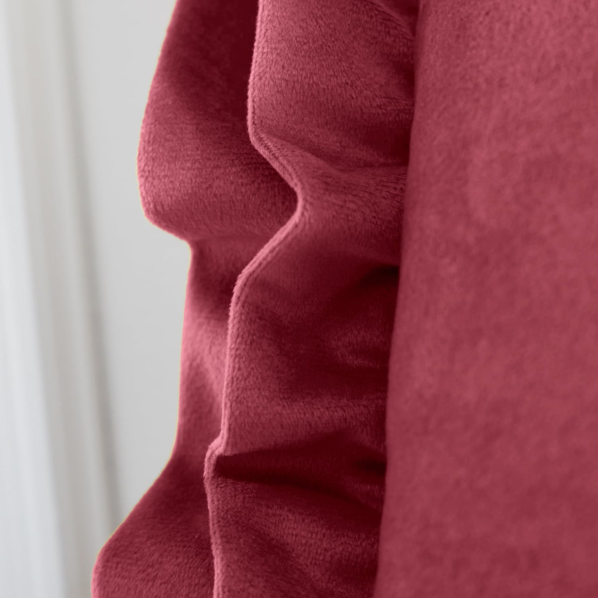 Catherine Lansfield So Soft Double Frill Filled Cushion 43cm x 43cm - Velvet Touch Double Frill Cushion Raspberry