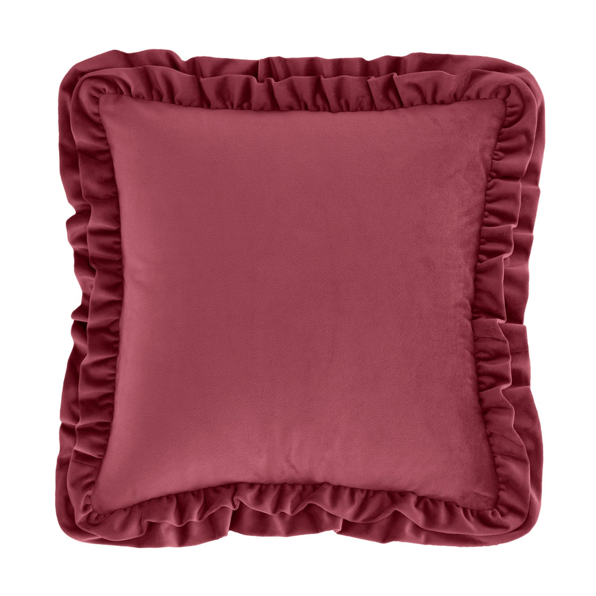 Catherine Lansfield So Soft Double Frill Filled Cushion 43cm x 43cm - Velvet Touch Double Frill Cushion Raspberry
