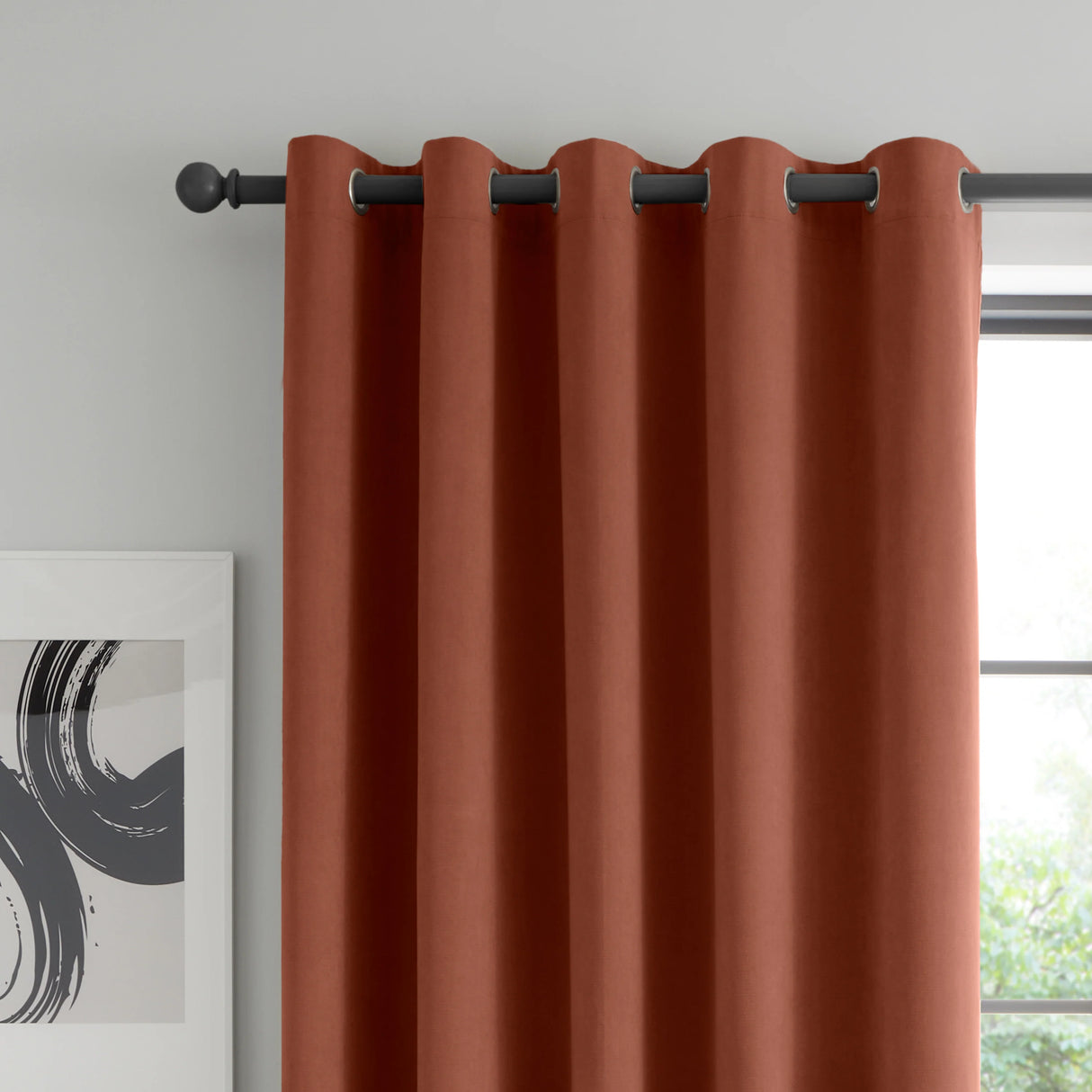 Catherine Lansfield Wilson Terracotta Thermal Blackout Eyelet Curtains