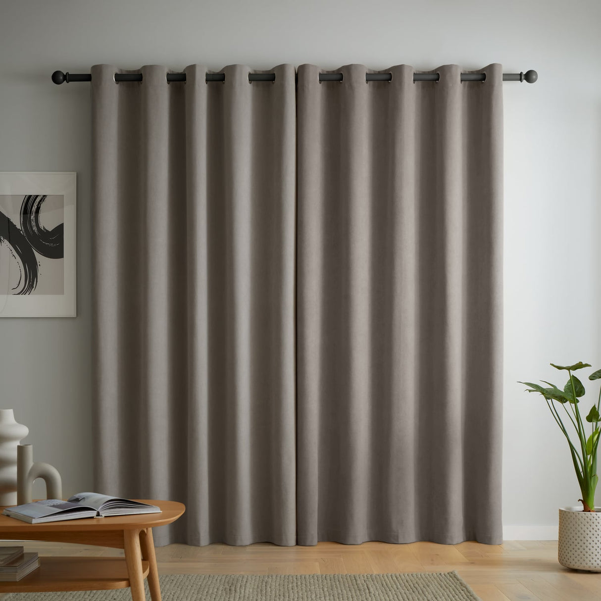 Catherine Lansfield Wilson Blackout Thermal Door Curtain Panel - Grey - Wilson Curtains Grey