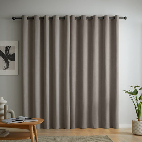 Catherine Lansfield Wilson Blackout Thermal Eyelet Curtains - Grey - Wilson Curtains Grey