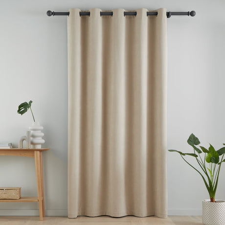 Catherine Lansfield Wilson Blackout Thermal Eyelet Curtains - Natural - Wilson Door Panel Natural