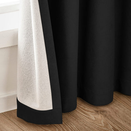 Catherine Lansfield Wilson Blackout Thermal Eyelet Curtains - Black - Wilson Blackout Curtains Black