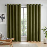 Catherine Lansfield Wilson Blackout Thermal Eyelet Curtains - Green - Wilson Blackout Curtains Olive