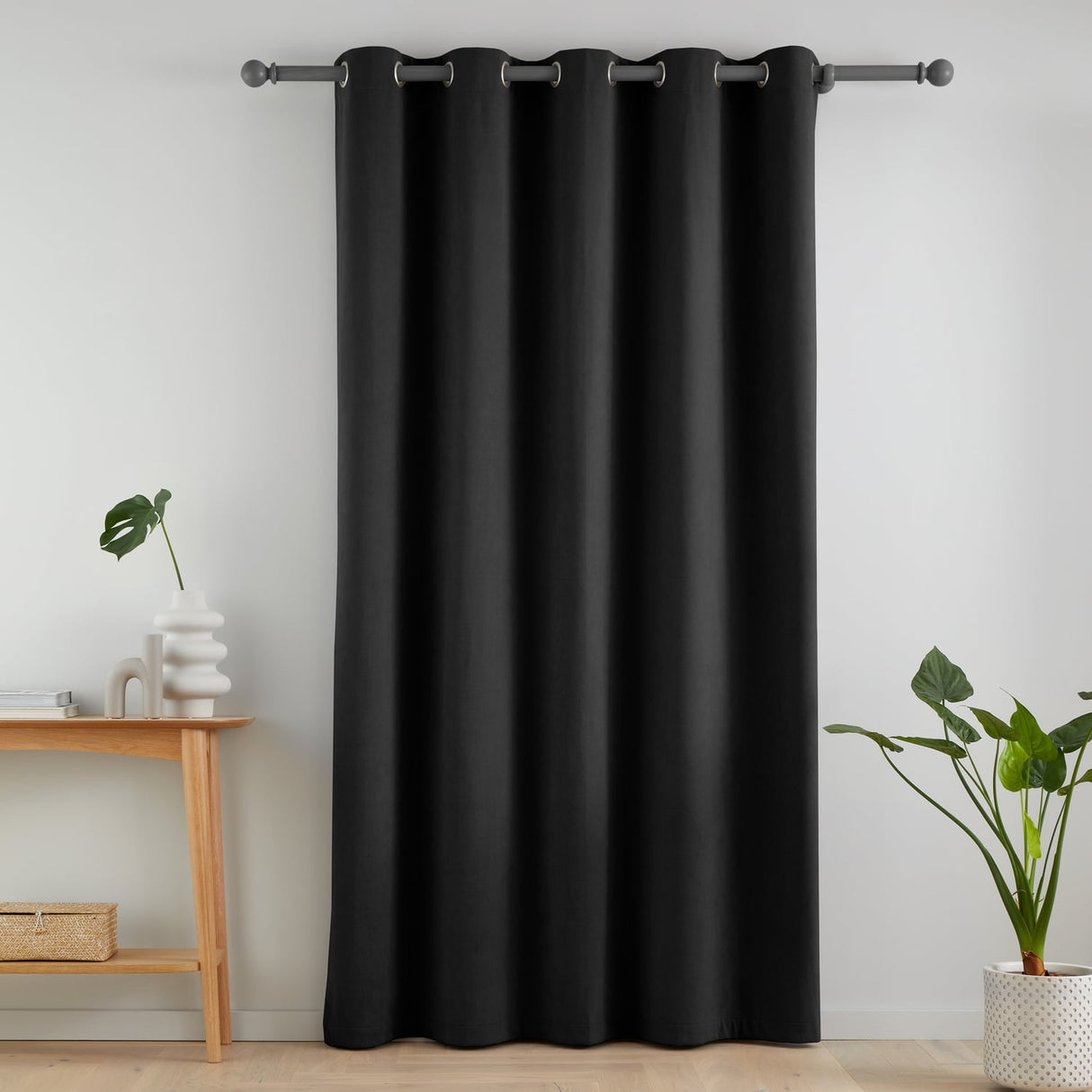 Catherine Lansfield Wilson Check Filled Cushion 45cm x 45cm - Black - Wilson Blackout Door Panel Black