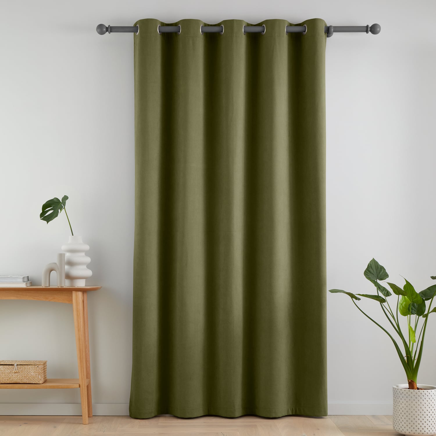 Catherine Lansfield Wilson Check Filled Cushion 45cm x 45cm - Grey - Wilson Blackout Door Panel Olive
