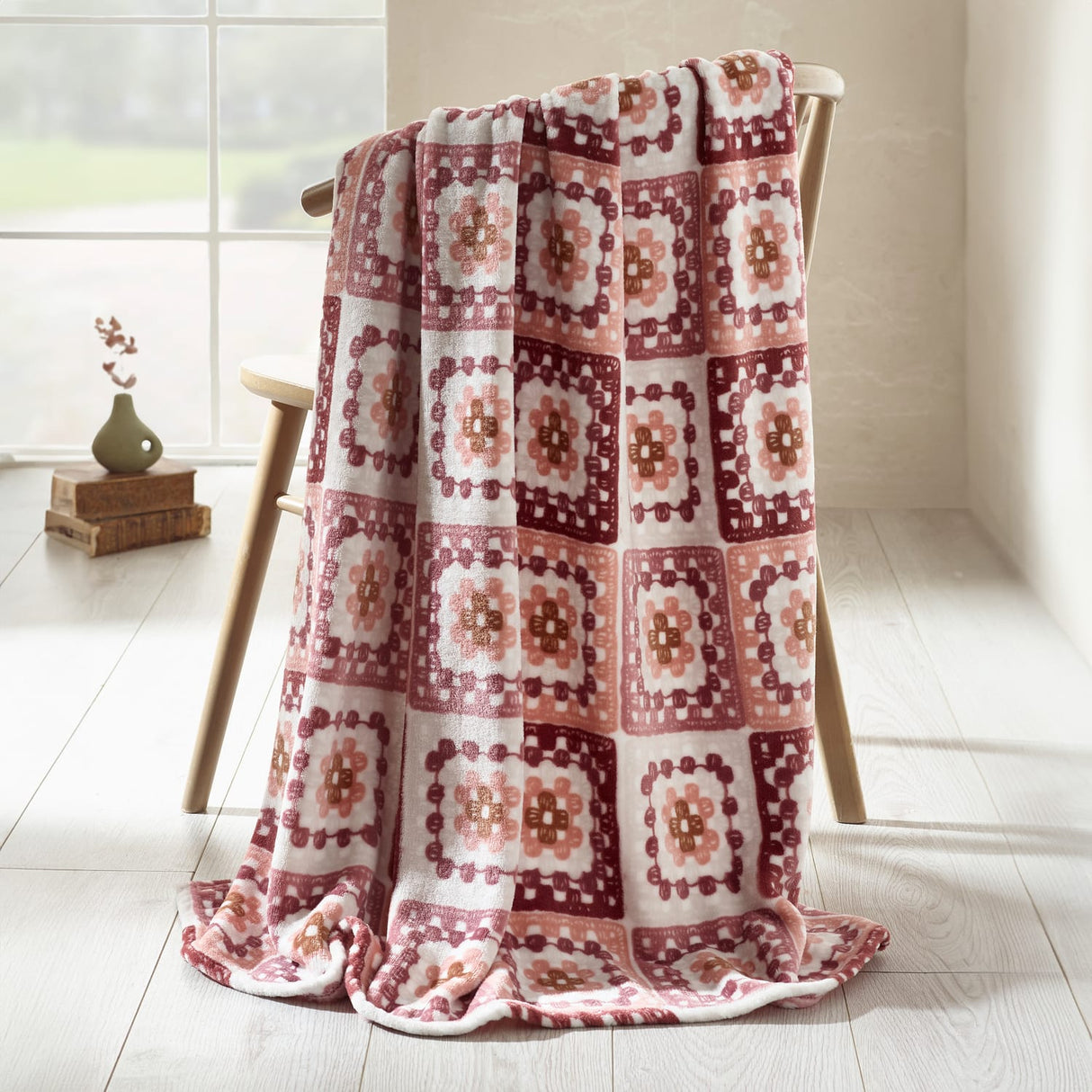 Catherine Lansfield Crochet Print Throw – Green – 130cm x 170cm - Crochet Print Throw (1)