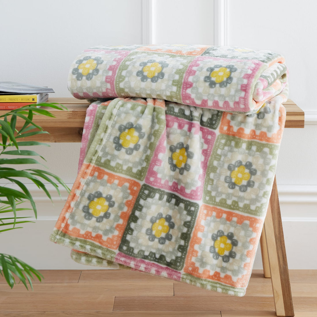 Catherine Lansfield Crochet Print Pink Throw Blanket 130cm x 170cm