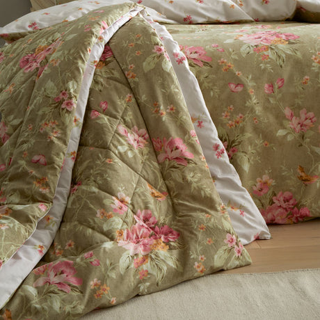 Catherine Lansfield Bridgerton Penelope Floral Bedspread 200cm x 200cm - Cream - Penelope Floral Bedspread