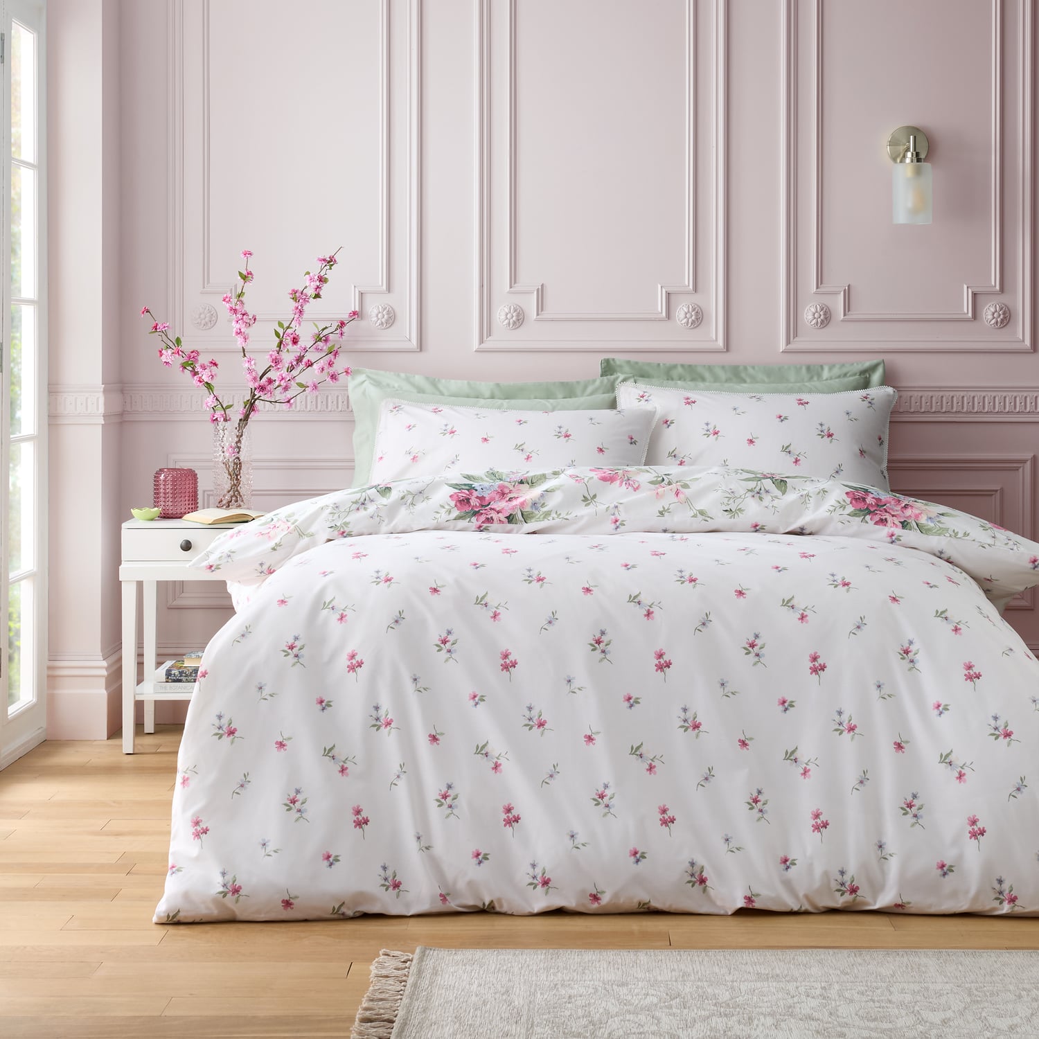 Catherine Lansfield Bridgerton Penelope Floral Duvet Cover Set - Cream - Penelope Floral Cream Duvet Set
