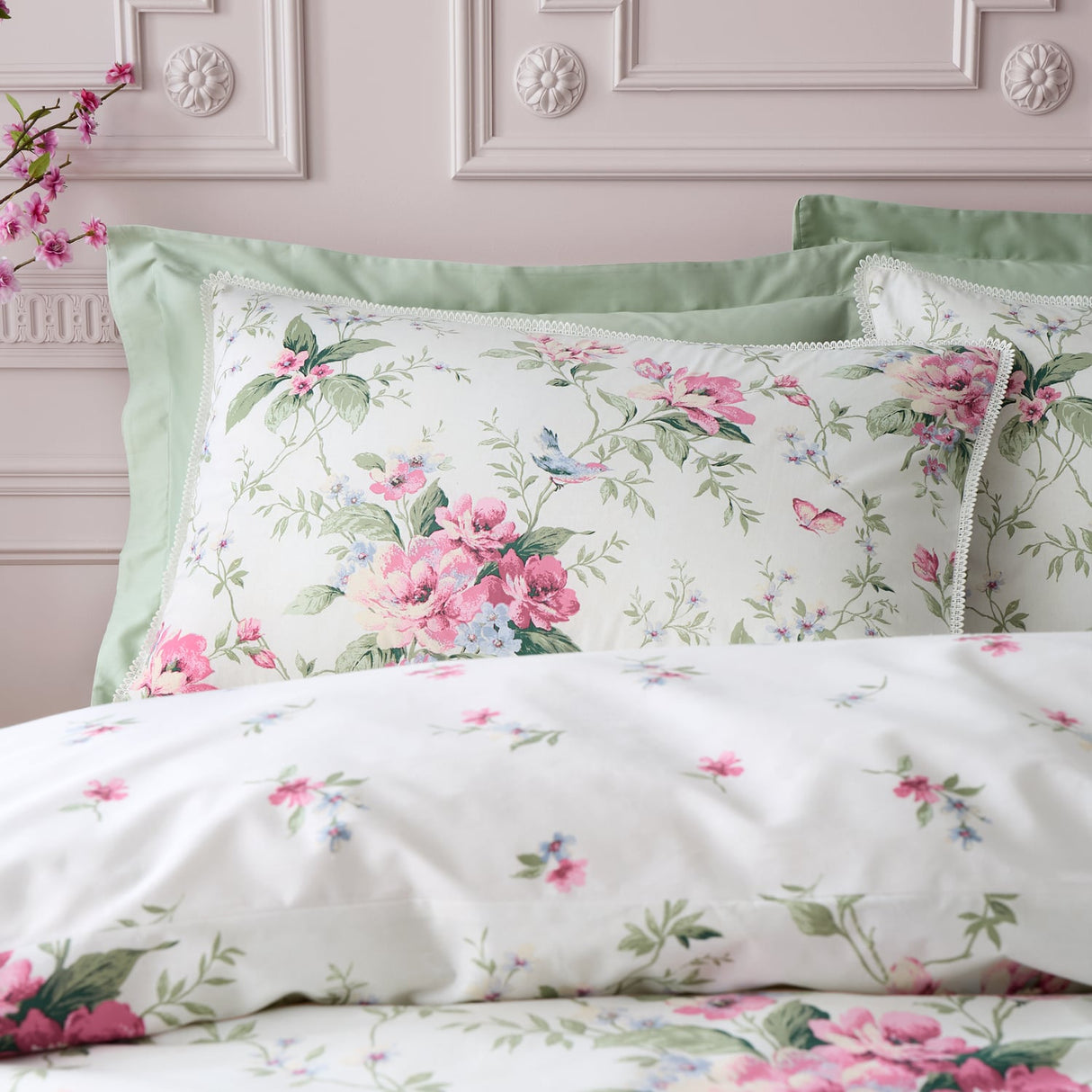 Catherine Lansfield Bridgerton Penelope Floral Duvet Cover Set - Cream - Penelope Floral Cream Duvet Set