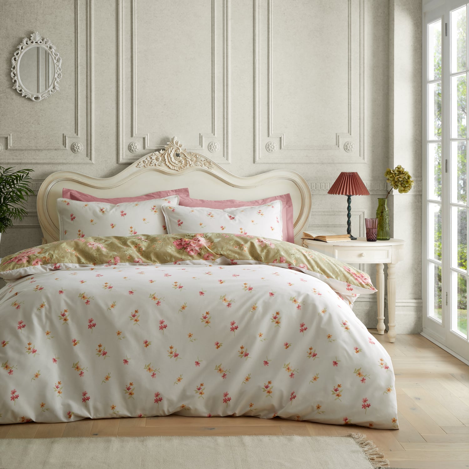 Catherine Lansfield Bridgerton Penelope Floral Duvet Cover Set - Cream - Penelope Floral Duvet Set